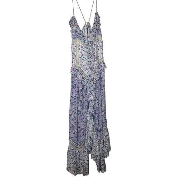New Free People Canyon Moon Maxi Top $248 X-SMALL Boho Floral Lace Ruffled - Picture 4 of 6